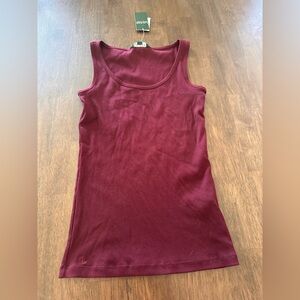 Lauren Ralph Lauren stretch rib-knit tank top maroon Size Small